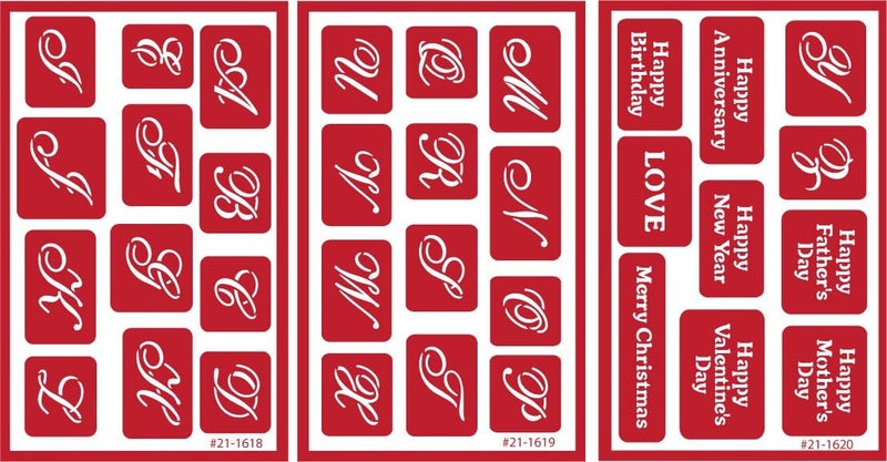 Armour Etch Over N Over Reusable Stencil Set - 7/8-Inch High Alphabet, 3 Pages - Image 1