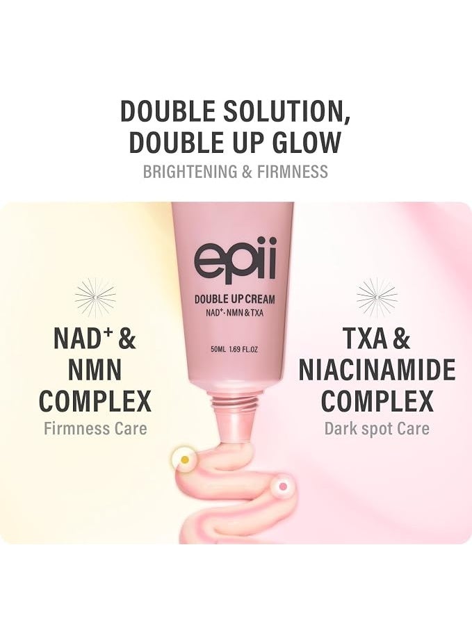 epii Double Up Cream - Firming Face Moisturizer for Aging Skin with NAD+ NMN TXA Niacinamide & 15% Squalane - Korean Skincare Face Cream for Dark Spots Uneven Tone Dull & Sensitive Skin 50mL - Image 2
