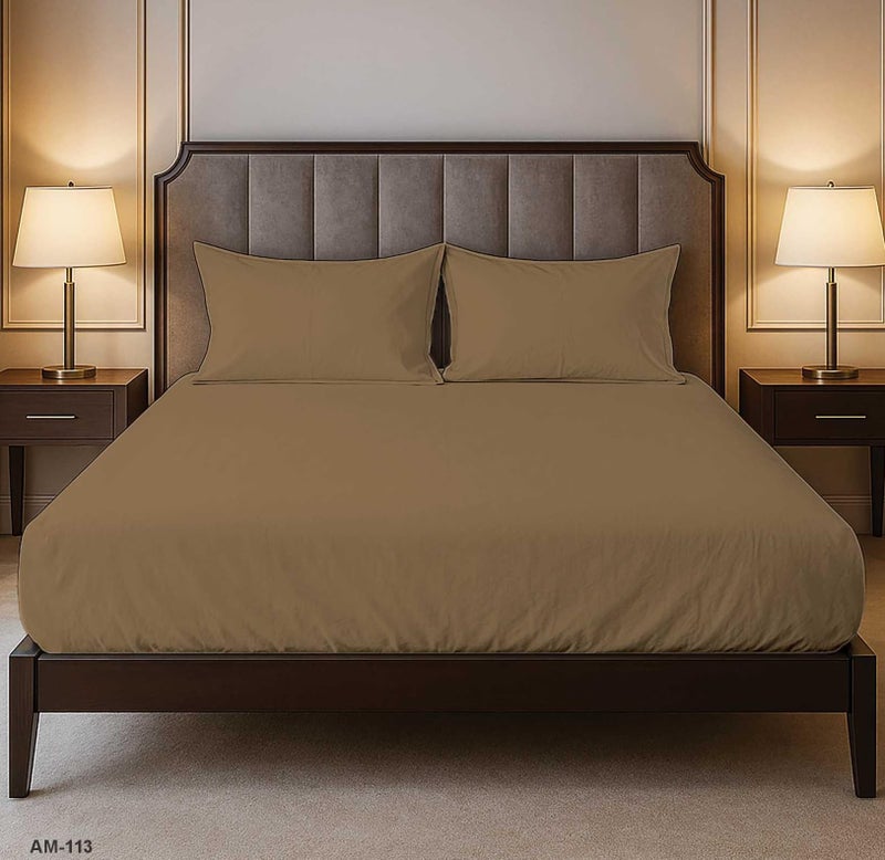 Amali  3 piece Polycotton Bed Sheet QUEEN size (W160xL200+35) cm 1 Fitted Sheet and 2 Standard Pillowcases Soft, Breathable & Durable Fabric for Home Use - Image 1