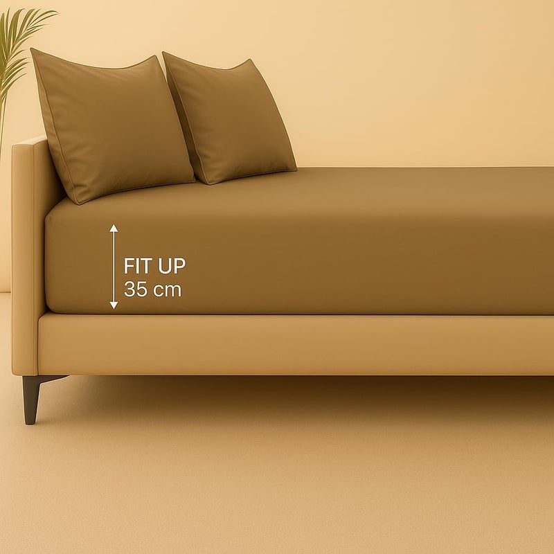 Amali  3 piece Polycotton Bed Sheet QUEEN size (W160xL200+35) cm 1 Fitted Sheet and 2 Standard Pillowcases Soft, Breathable & Durable Fabric for Home Use - Image 3