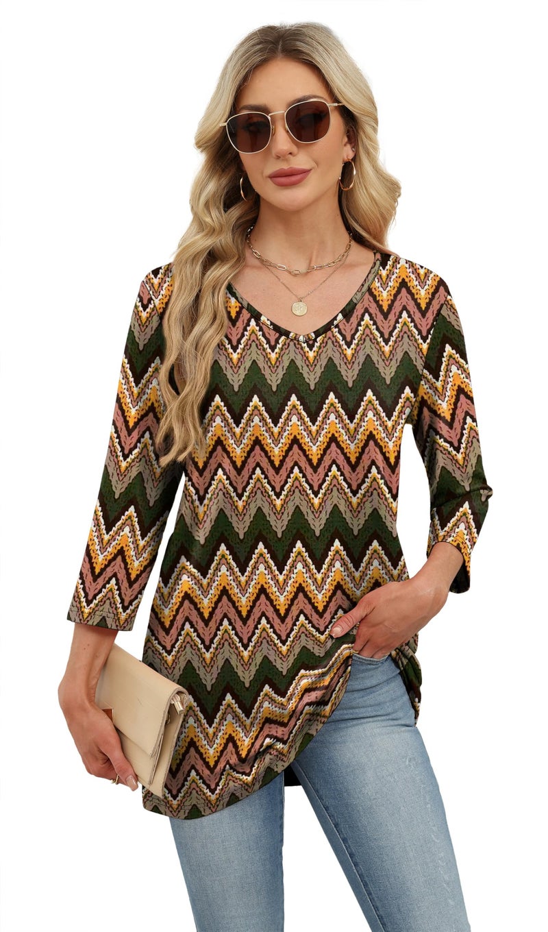 OFEEFAN Bohemian Tops For Women Loose Fitting Tops For Women Floral 08 XL - Image 3