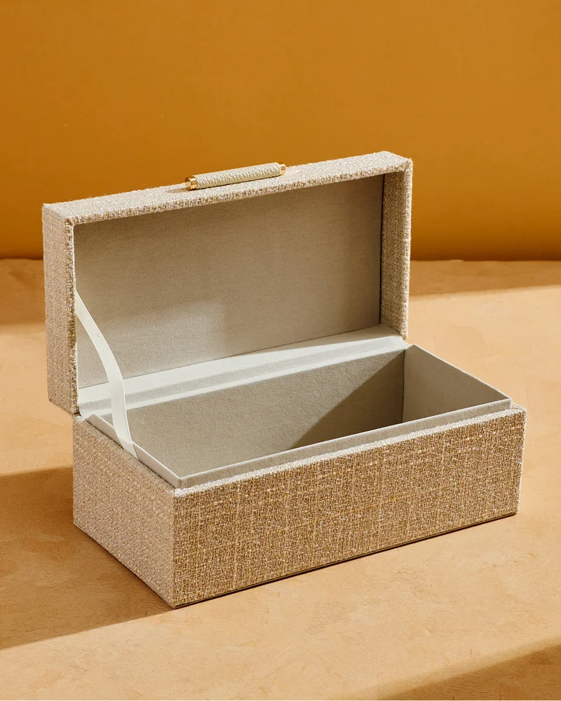 REDTAG Beige Linen Textured Decorative Storage Box 9H x 22L x 10W Cm