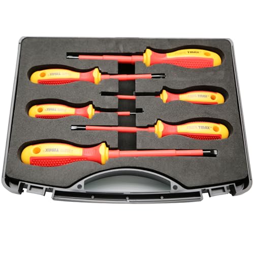 T-MAX TMAX 9 pc 1000V VDE Insulated Electrician Tool Set with Pliers 8 Inch Linesman 8 Inch LongNose and 6 Inch Diagonal Screwdriver Set - Image 3