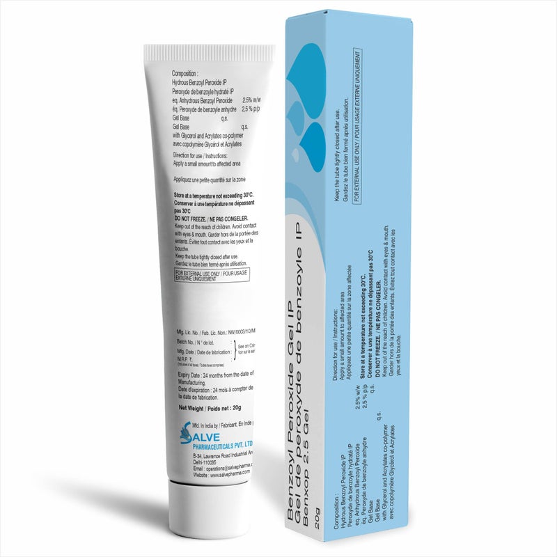 Salve Benxop Benzoyl Peroxide 2.5% Cream for Face - 20gm / 0.70 Oz - Image 2