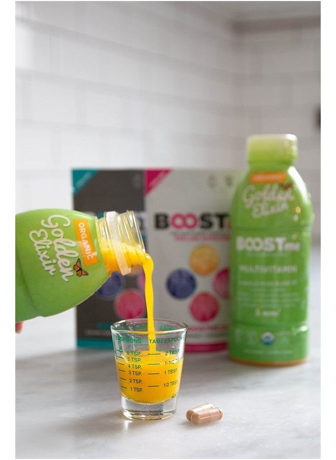 BoostMe - Organic Liquid Multivitamin with Ashwagandha, Amino Acids, Aloe Vera, Vegetables, Superfuits and Antioxidants 100% Organic Golden Elixir - Image 1