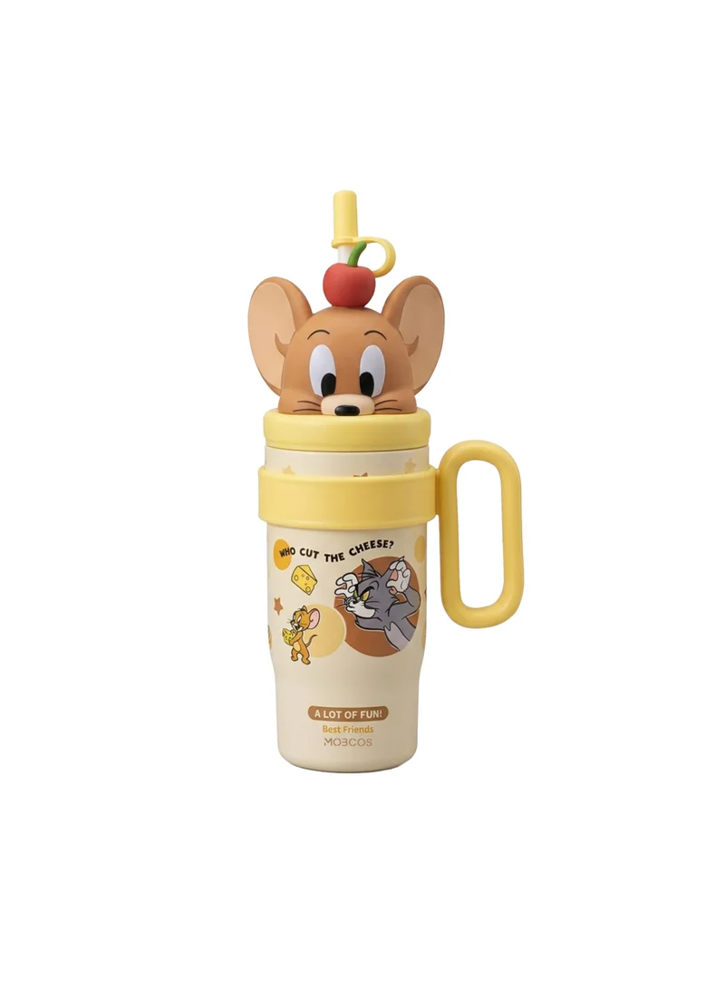 Kids Tumbler with Handle, Cute Mouse Cartoon Design with Straw Lid, Reusable Leak-Resistant Drinking Bottle for Boys & Girls