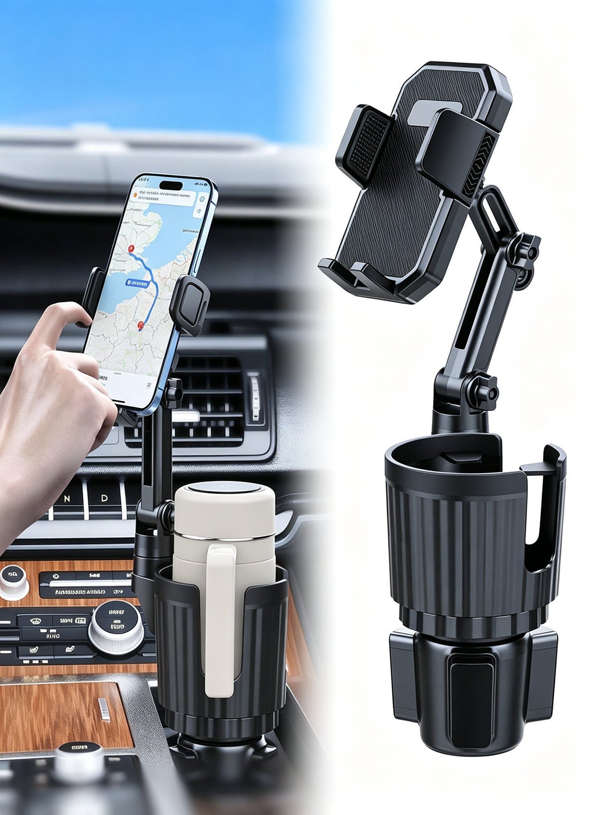 steelcore Steelcore Car Cup Holder Phone Mount 2-in-1 2.6"-4.8" black ZF0A1C806CAA102AEA3CAZ