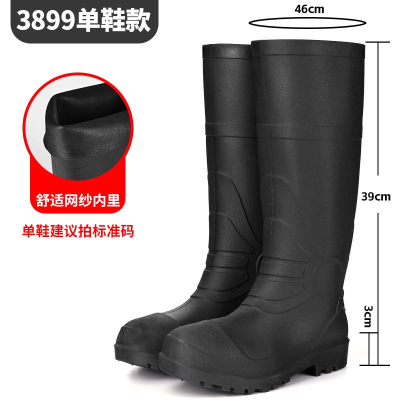 Mens High Rain Boots Thickened Frosted Yellow Rubber Shoes Kitchen Wading Boots Work Shoes Mens Rain Boots High Water Boots 3899 black - Image 1