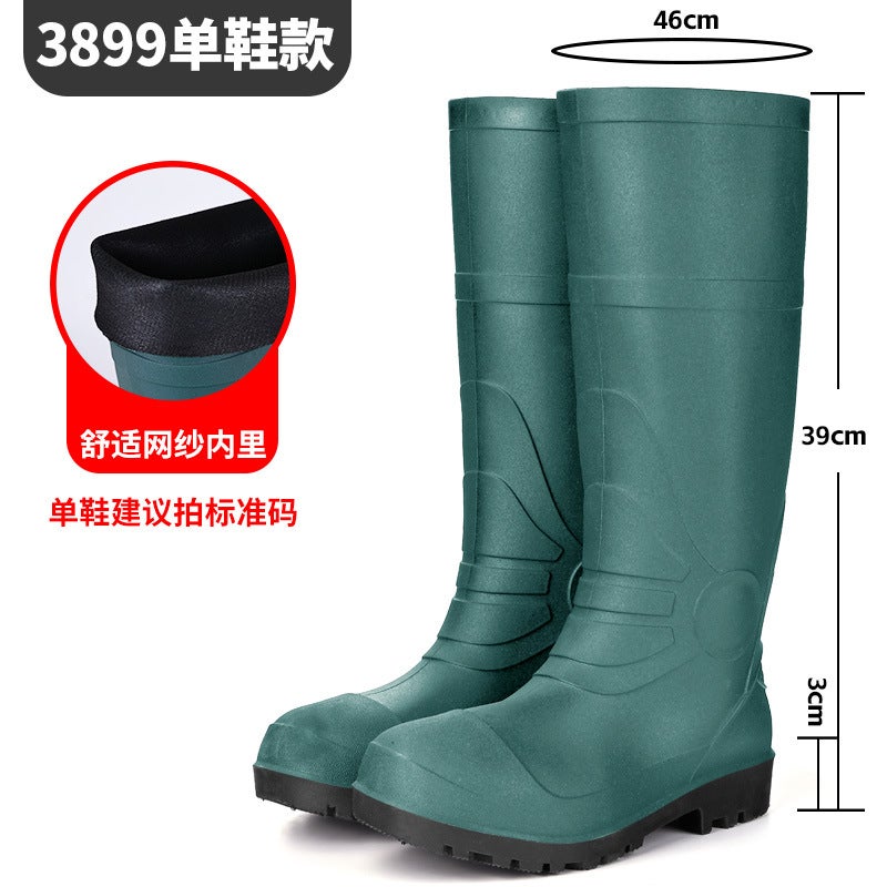 Mens High Rain Boots Thickened Frosted Yellow Rubber Shoes Kitchen Wading Boots Work Shoes Mens Rain Boots High Water Boots 3899 black - Image 2