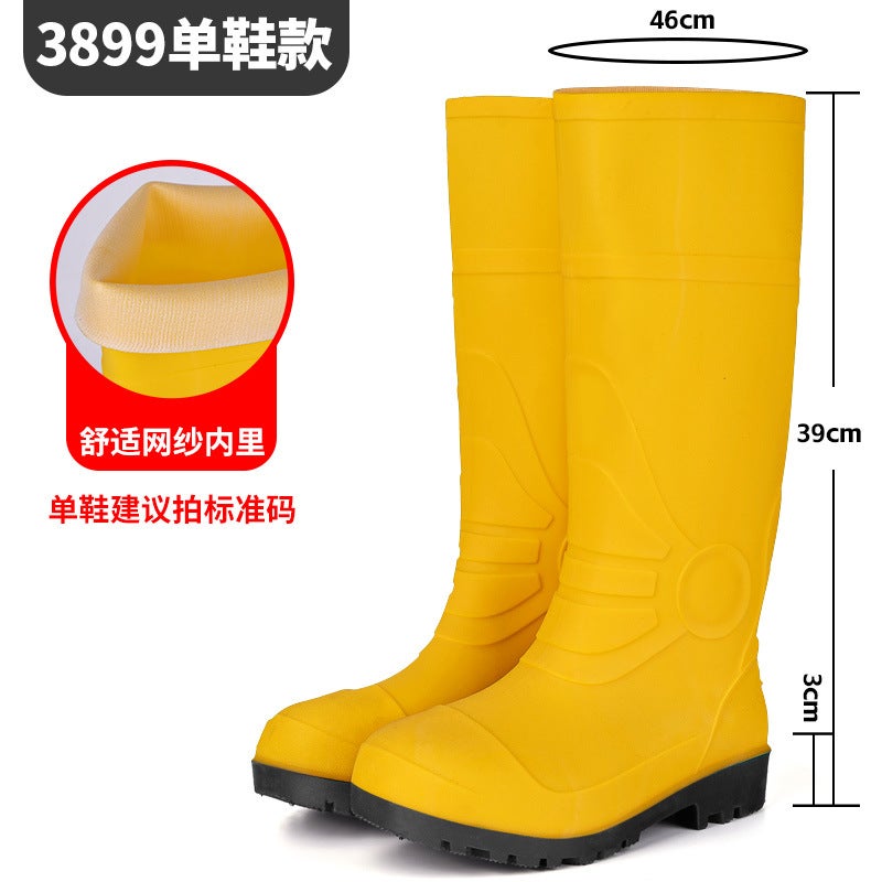 Mens High Rain Boots Thickened Frosted Yellow Rubber Shoes Kitchen Wading Boots Work Shoes Mens Rain Boots High Water Boots 3899 black - Image 3
