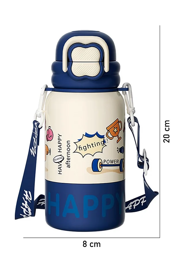 LITTLE SURPRISE BOX Little Surprise Box, Blue Happy Cartoon Stainless Steel kids Water Bottle, 500ml, 4yrs+