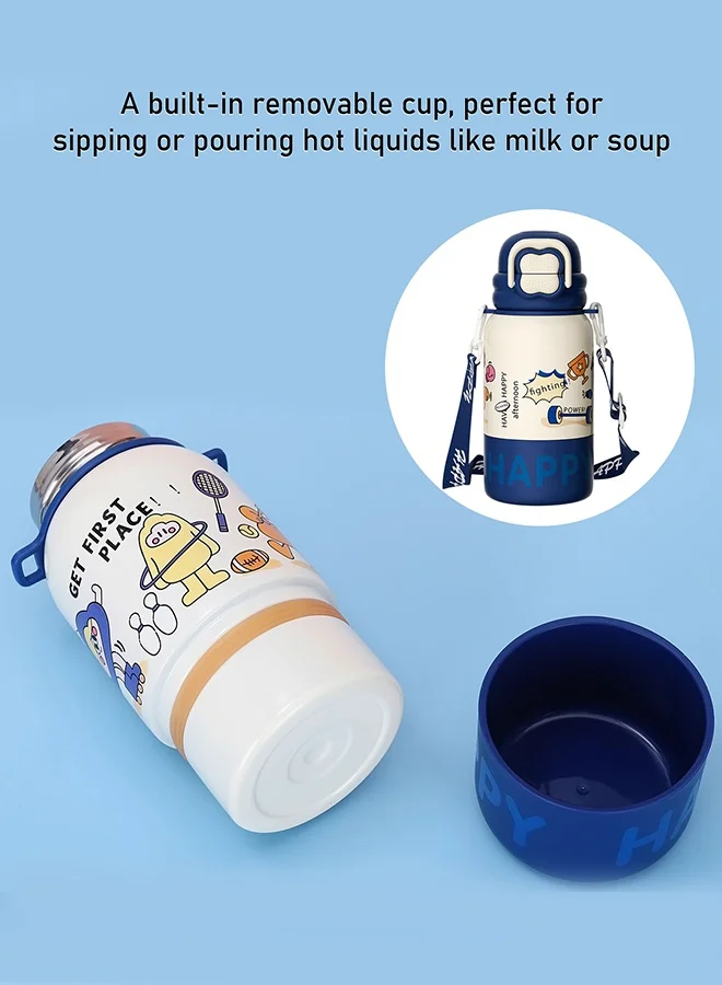 LITTLE SURPRISE BOX Little Surprise Box, Blue Happy Cartoon Stainless Steel kids Water Bottle, 500ml, 4yrs+