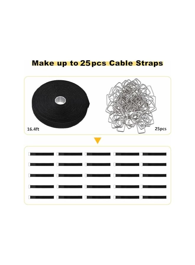 Green Tiger Adjustable Nylon Cable Straps, Cut-to-Length with 25 Metal Buckles, Black, 16.4ft - Image 3