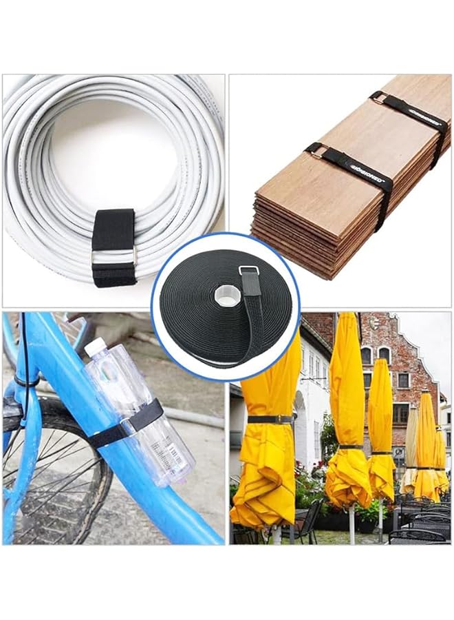 Green Tiger Adjustable Nylon Cable Straps, Cut-to-Length with 25 Metal Buckles, Black, 16.4ft - Image 5