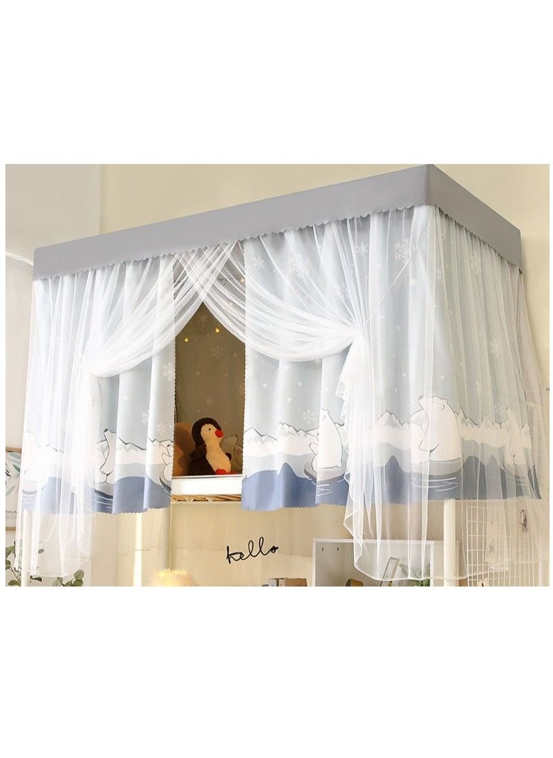 Bluejw Upper Deck Single Bed Curtain Privacy Bed Tent With Stand And Mosquito Net  - Image 1