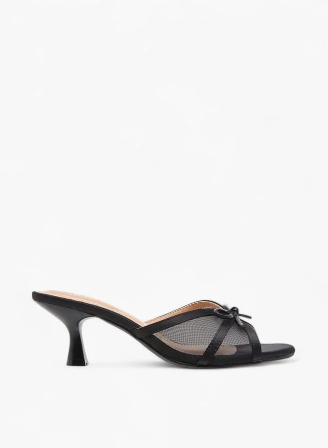 سيليست Women's Bow Applique Slip-On Sandals with Kitten Heel