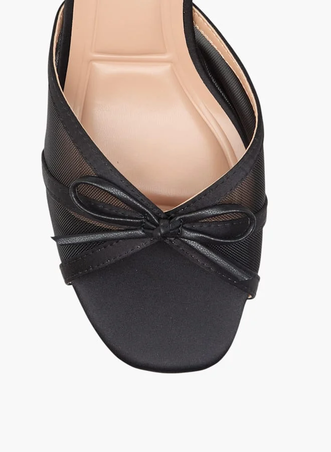 سيليست Women's Bow Applique Slip-On Sandals with Kitten Heel