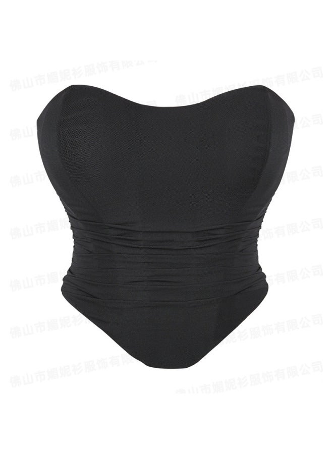 New Palace Series Black Breathable Mesh Elastic Strapless Chest Top Palace Shaper Breathable