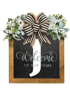 Y&D Welcome Sign Creative Bowknot Letter Wreath In Front Of The Door Outdoor Decoration Props For The Courtyard 30x35CM  - Image 1