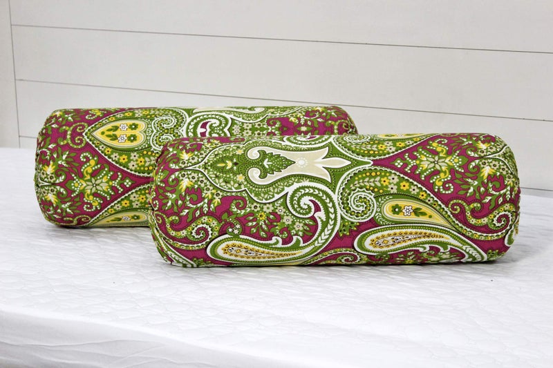 AURAVE Cotton 210 TC Bolster Cover (15"x30"_Green) - Image 1