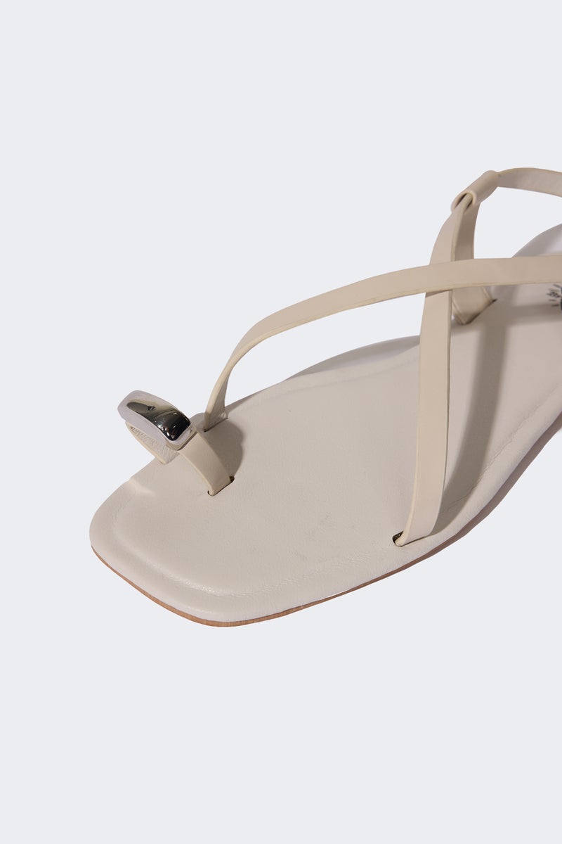 DeFacto White Woman Woman Stoned Flat Sole Faux Leather Sandals Casual - Image 5