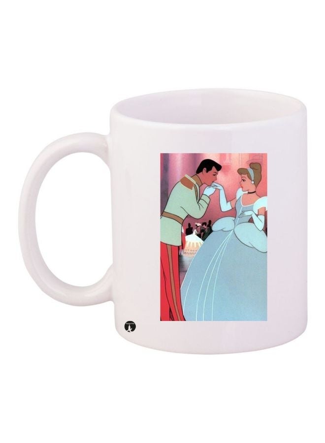 RYN Cinderella Cartoon Printed Coffee Mug White/Blue/Red 11ounce