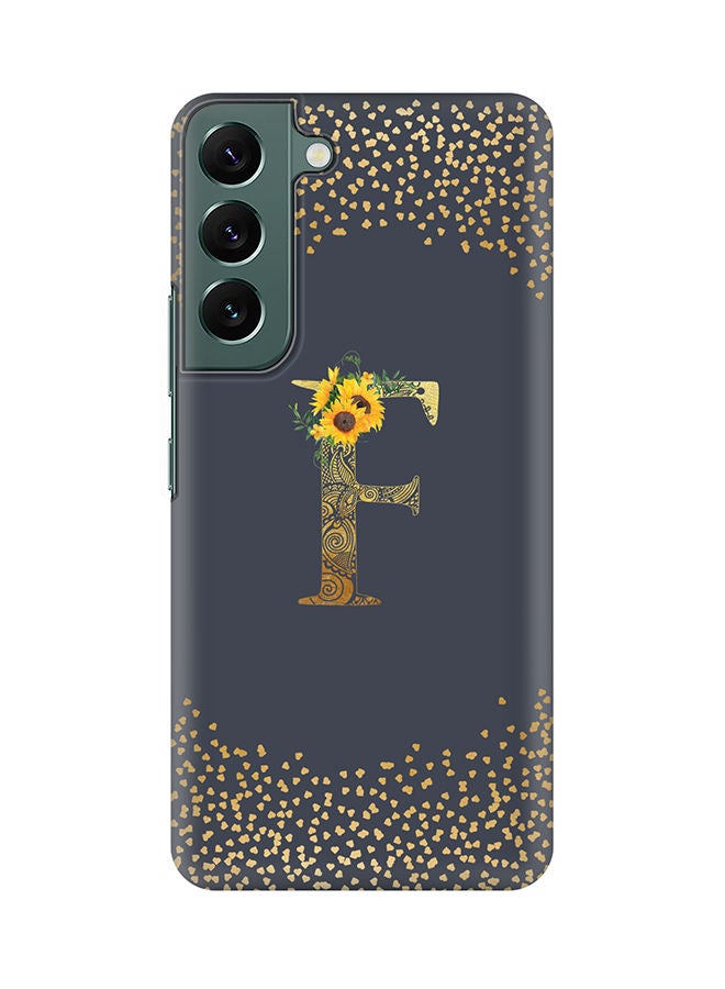 Stylizedd Monogram Slim Cover for Samsung Galaxy S22+ 5G Case Custom Initials Letter Floral Pattern Snap Series Mobile Cover Matte Alphabet  - F (Grey) - Image 1