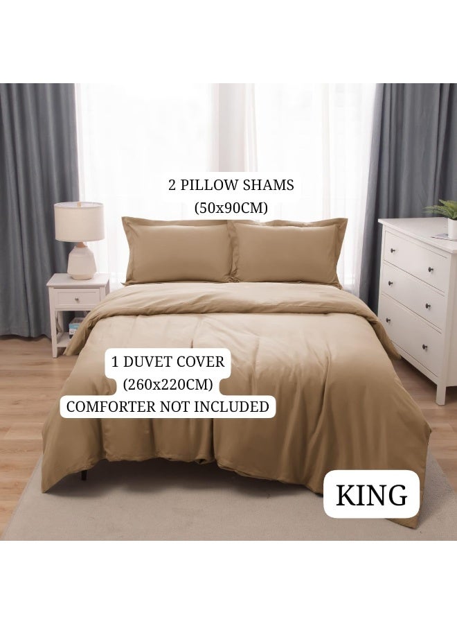 PanaX Bedding Duvet Cover King Size Set- 1Pieces Duvet Cover 260X220Cm / 2Pieces-Pillow Shams 50X90Cm (Coffee, King) - Image 3