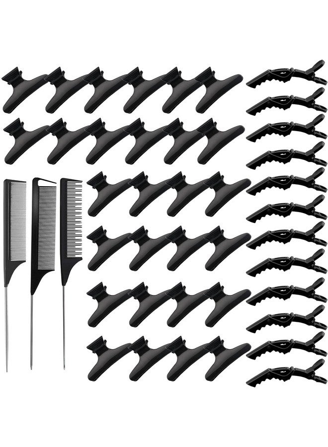 Jelyne 39 Pcs Butterfly Hair Clamps Clips Nonslip Grip Clips Styling Hair Clips Set Alligator Hair Clips Croc Clips And 3 Pcs Rat Tail Comb For Styling Sectioning Hair Clips Hair Salon Tool For Girls - Image 2