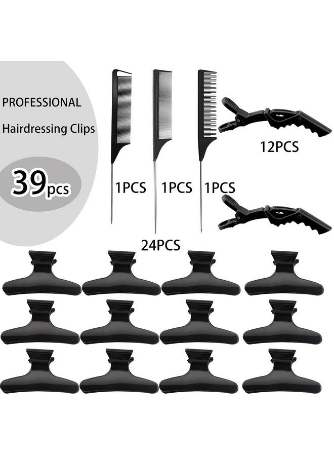 Jelyne 39 Pcs Butterfly Hair Clamps Clips Nonslip Grip Clips Styling Hair Clips Set Alligator Hair Clips Croc Clips And 3 Pcs Rat Tail Comb For Styling Sectioning Hair Clips Hair Salon Tool For Girls - Image 3