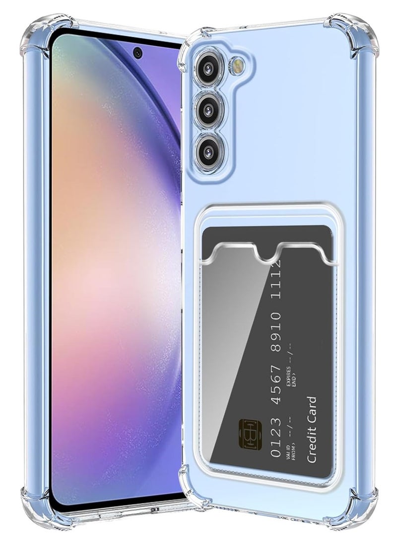 Case for Samsung Galaxy A55 with Card Holder Transparent Crystal TPU Silicone Protective Case Scratch-Resistant Mobile Phone Case Plastic Case - Image 1