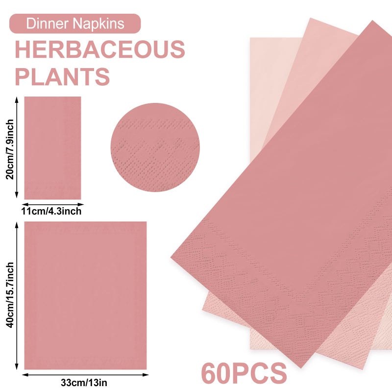 Whaline 60Pcs Peach Pink Guest Paper Napkins 3 Colors Disposable Guest Hand Towel Napkins Multi-colored Bathroom Napkins for Wedding Home Party Table Decor - Image 2