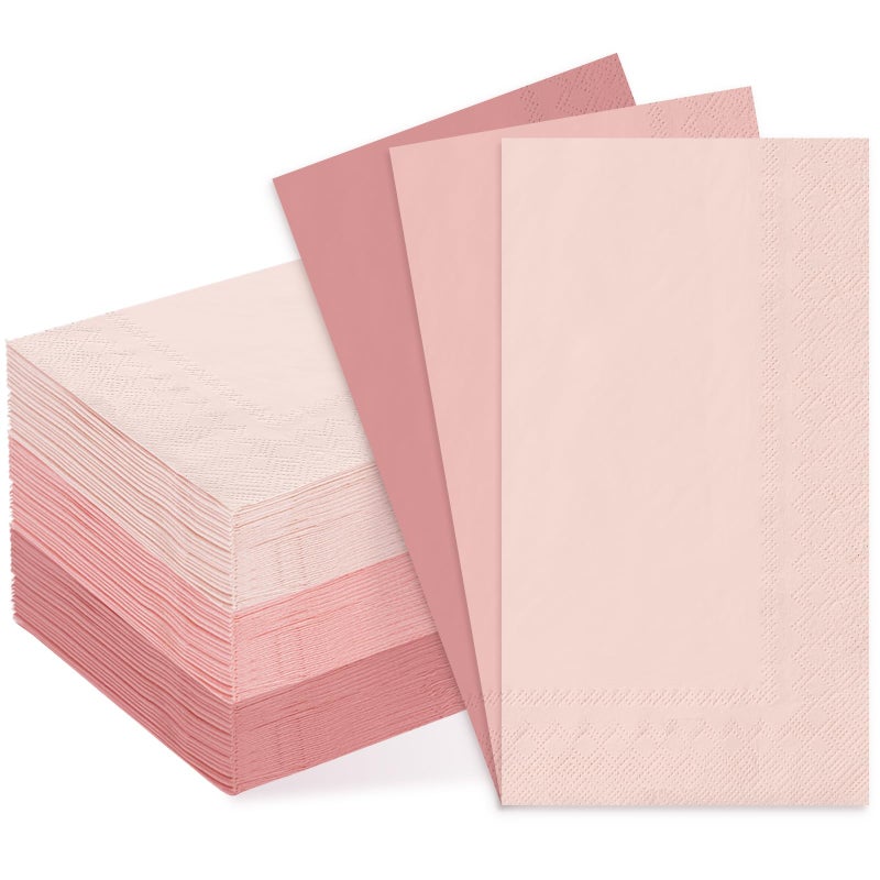 Whaline 60Pcs Peach Pink Guest Paper Napkins 3 Colors Disposable Guest Hand Towel Napkins Multi-colored Bathroom Napkins for Wedding Home Party Table Decor - Image 1