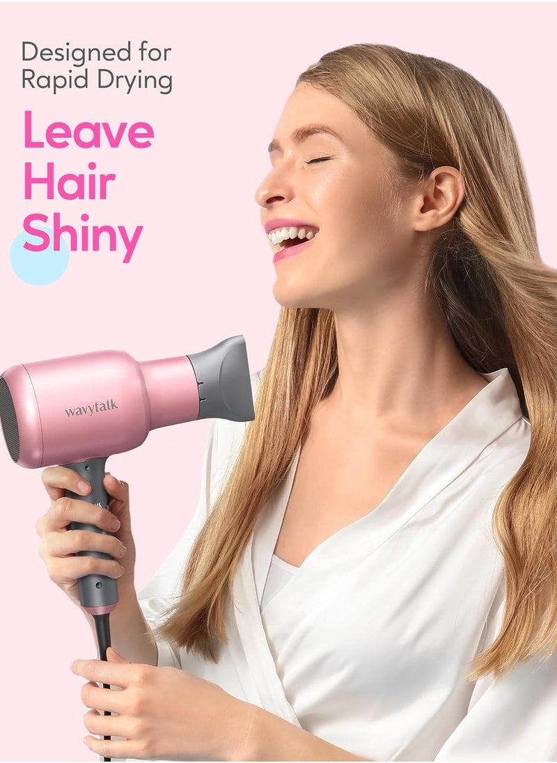 wavytalk مجفف الشعر الأيوني الاحترافي Wavytalk مع موزع ومركز للشعر المجعد، مجفف بقوة 1875 وات مع فوهة بتقنية السيراميك للتجفيف السريع وخفيف الوزن وهادئ في الصالون  - Image 2