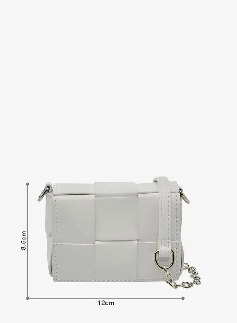Flora Bella By Shoexpress Weave Textured Crossbody Bag With Chain Strap