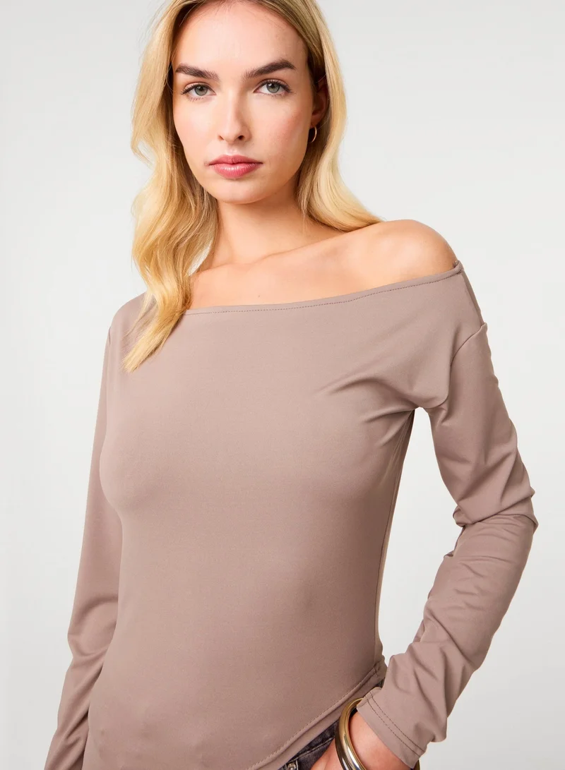 Off Shoulder Asymmetric Hem Top