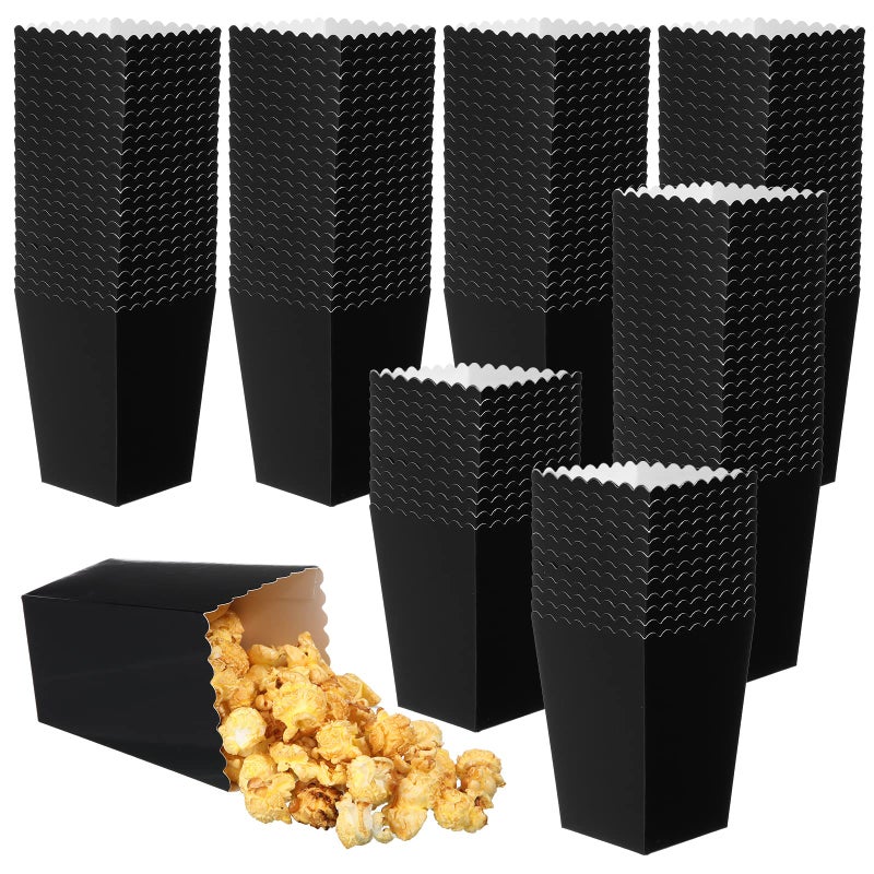 200 Pcs Popcorn Boxes Mini Paper Popcorn Box Cardboard Popcorn Container for Party Disposable Snack Candy Popcorn Bags Popcorn Holder for Birthday Wedding Decoration 22 x 42 x 3 Inches Black