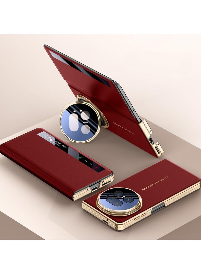 غطاء ذكي مزود بنافذة لمسية واقية متوافق مع هاتف Honor Magic V5 القابل للطي يوفر وظائف الإيقاظ والنوم وحامل كاميرا لهاتف Magic V5