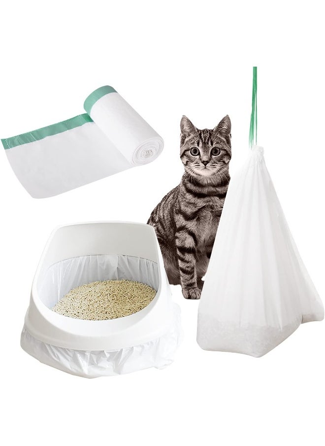 ECVV Okbuynow Cat Litter Box Liners Jumbo Disposable Bags With Drawstring For Cat Kitty Pet Waste Litter Box Bag 10 Units 1 Roll Per Pack, Extra Thick Scratch Resistant, Litterbag-S, S  - Image 1