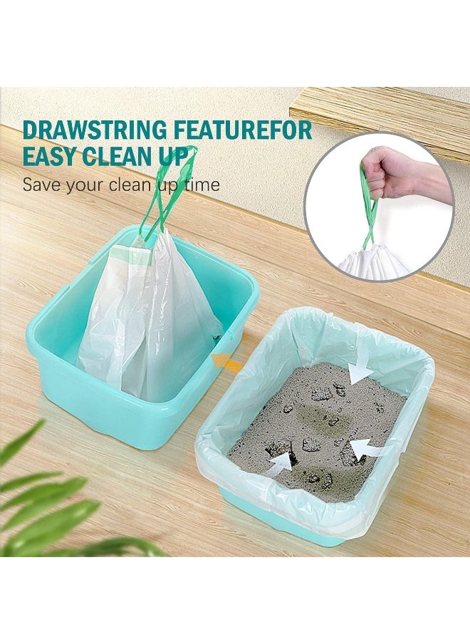 ECVV Okbuynow Cat Litter Box Liners Jumbo Disposable Bags With Drawstring For Cat Kitty Pet Waste Litter Box Bag 10 Units 1 Roll Per Pack, Extra Thick Scratch Resistant, Litterbag-S, S  - Image 2