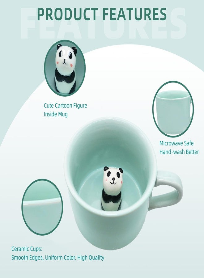 ZaH 3D Mug Animal Inside Cup Cartoon Ceramics Figurine Teacup for Boys Girls Kids Women Men Coffee Mug (8 oz Panda) - Image 1