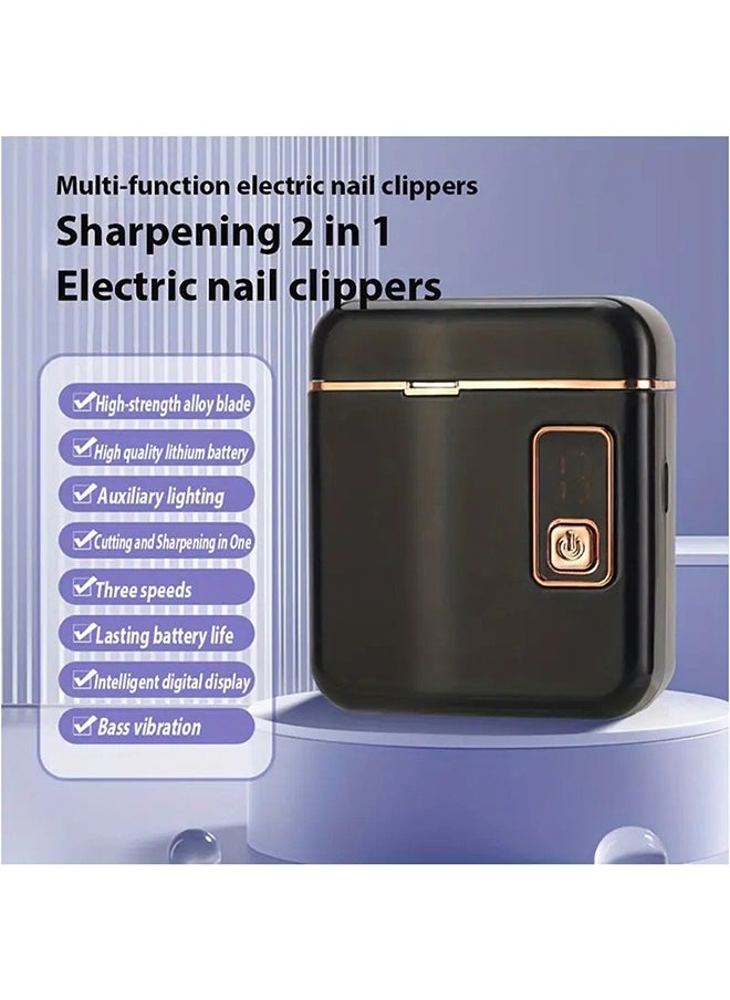 Hihonor Electric Nail Clipper with LED Light, Illuminate Your Nail Care Routine with Effortless Precision, USB Rechargeable Safety Fingernail Trimmer Ideal for Newborns to Seniors, Black  - Image 1