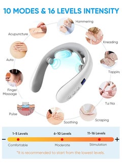 Ru syanl Neck Massager with Heat Portable Electric Neck Massager for Deep Tissue Pain Relief Lymphatic Drainage Massager with 10 Modes and16 Levels  - Image 2