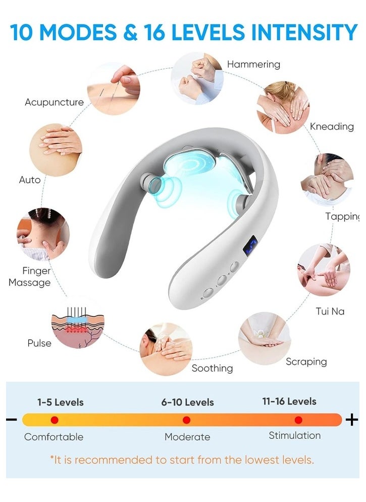 Ru syanl Neck Massager with Heat Portable Electric Neck Massager for Deep Tissue Pain Relief Lymphatic Drainage Massager with 10 Modes and16 Levels  - Image 2