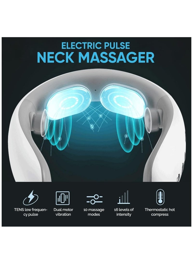 Ru syanl Neck Massager with Heat Portable Electric Neck Massager for Deep Tissue Pain Relief Lymphatic Drainage Massager with 10 Modes and16 Levels  - Image 4
