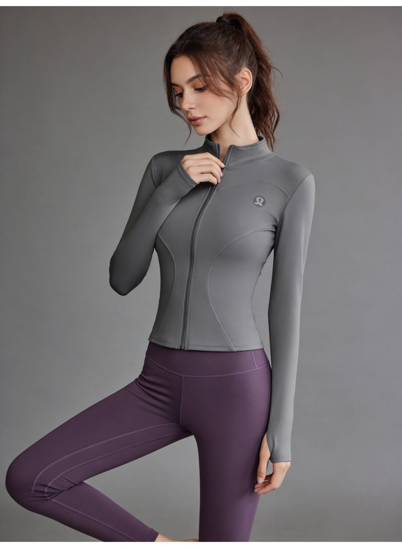 لولوليمون Lululemon سترة كاملة السريع للمرأة - معطف رياضي ضئيل يمتد مع نسيج رطيب وشعار بسيط - Image 3