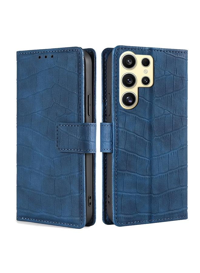 جرين تايجر حافظة هاتف جلدية بمشبك مغناطيسي لهاتف سامسونج جالاكسي S24 الترا 5G (أزرق)