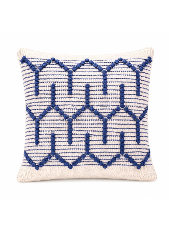 Boho Decorative Throw Pillow Cover, Tufted Geometric Design