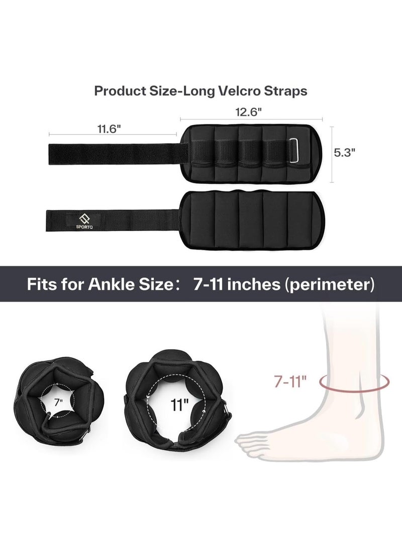 SportQ 2 Pack Wrist and Ankle Weights Adjustable Weight with Bags – Soft & Comfortable Material, Strong, Suitable for Running, Yoga, Physical Therapy, Strength Training for Men & Women - Image 2