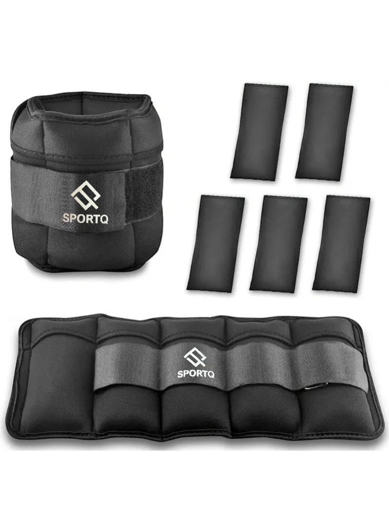 SportQ 2 Pack Wrist and Ankle Weights Adjustable Weight with Bags – Soft & Comfortable Material, Strong, Suitable for Running, Yoga, Physical Therapy, Strength Training for Men & Women - Image 1